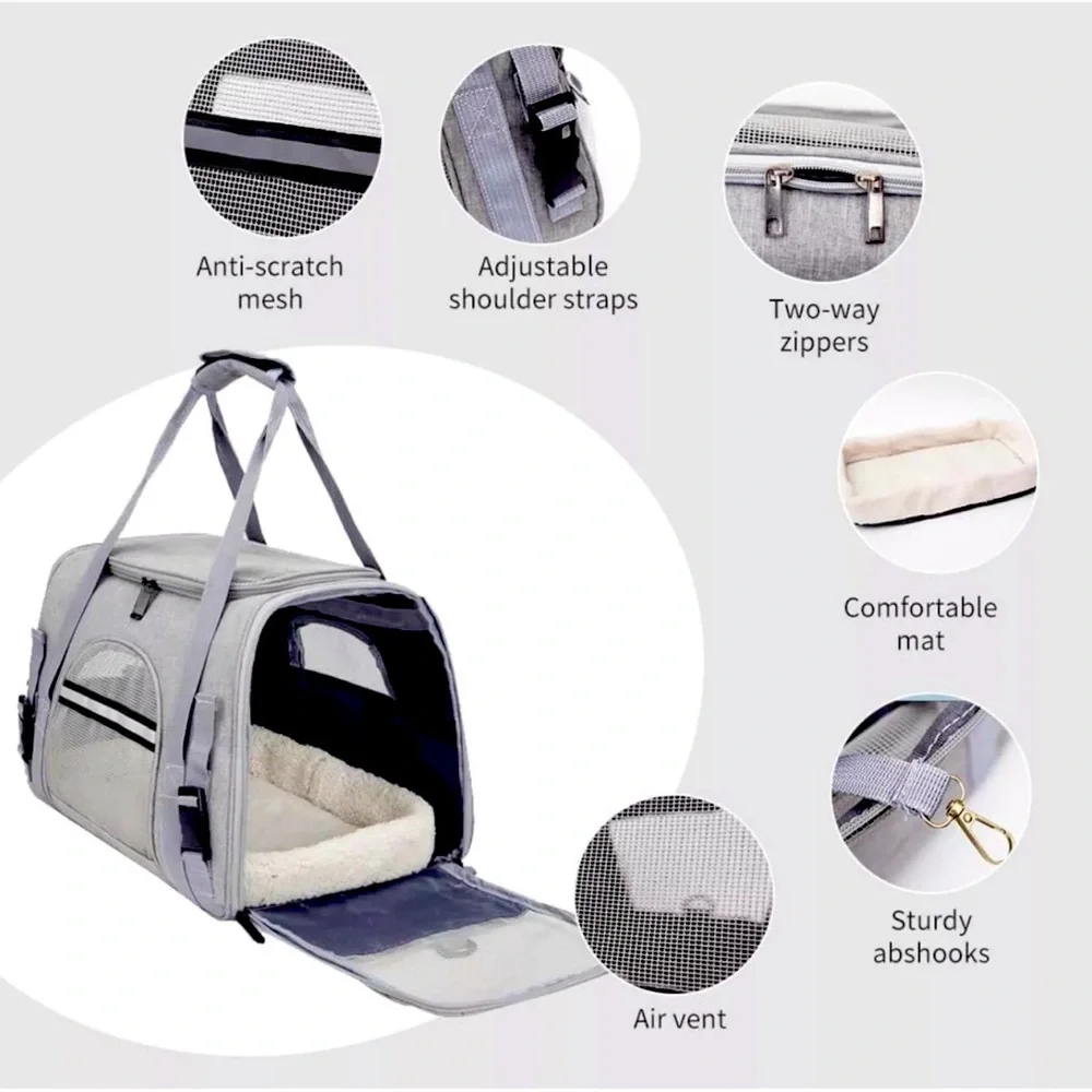 Pet Dog/Cat Carrier Bag Soft Sided Comfort Travel Tote Case Airline Approved US